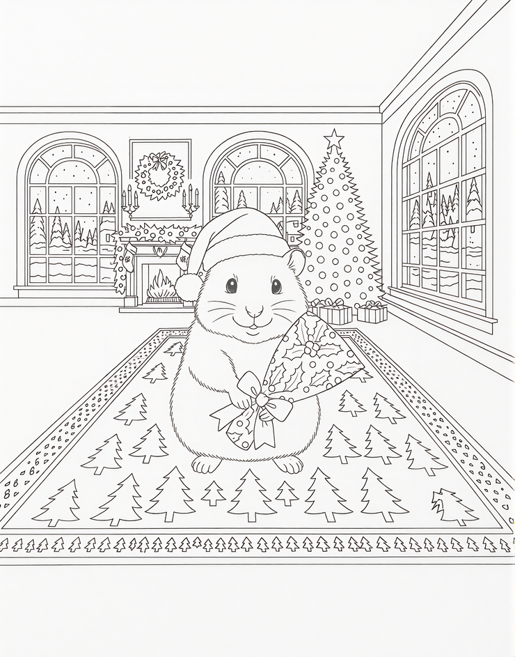Holiday Hampster (Line-Drawing Version)